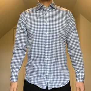Spier & Mackay Blue Gingham Dress Shirt 15.5/35